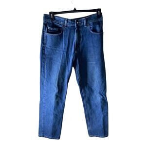 Kirkland Signature Denim Men 32x34 Straight Zip Fly Med Wash Pockets Blue Jeans